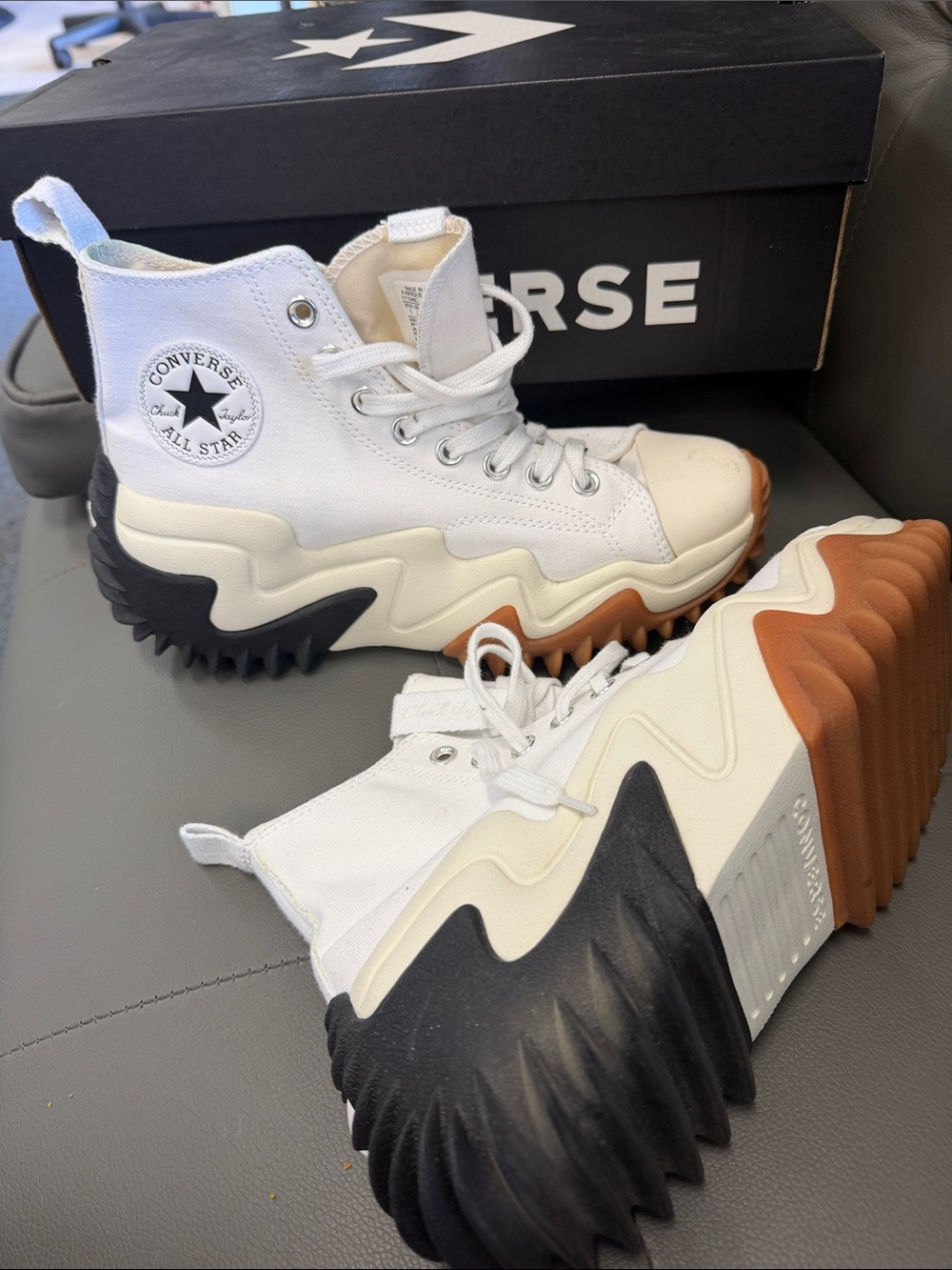Converse Kids' White High-Top Sneakers with Black and Gum Sole